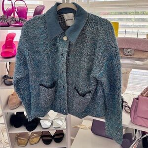 Sandro Teal Tweed Women's Blazer